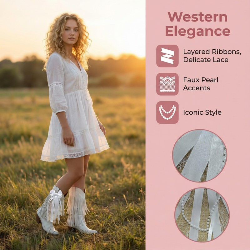 KGCGJVB 2Pcs White Boot Bows Accessories Cowboy Bow Decor for