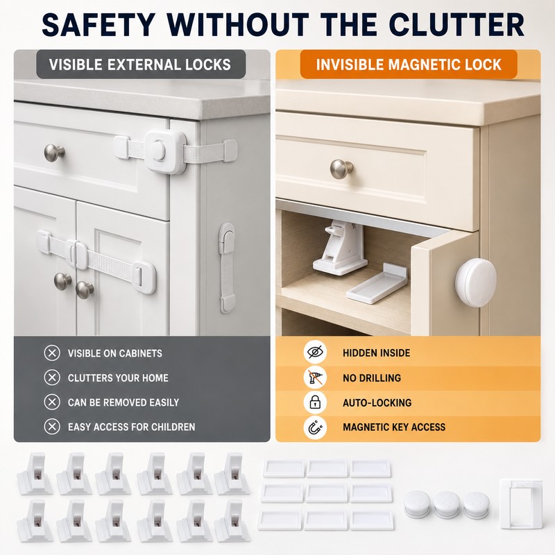 Magnetic Child Safety Cabinet Locks for Drawers and Doors