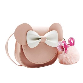 MOSSTYUS Toddler Mini Crossbody Purse Little Girls Small Wallet Mouse Ear Purse with Bowknot Pompom Keychain(pink) ¡­
