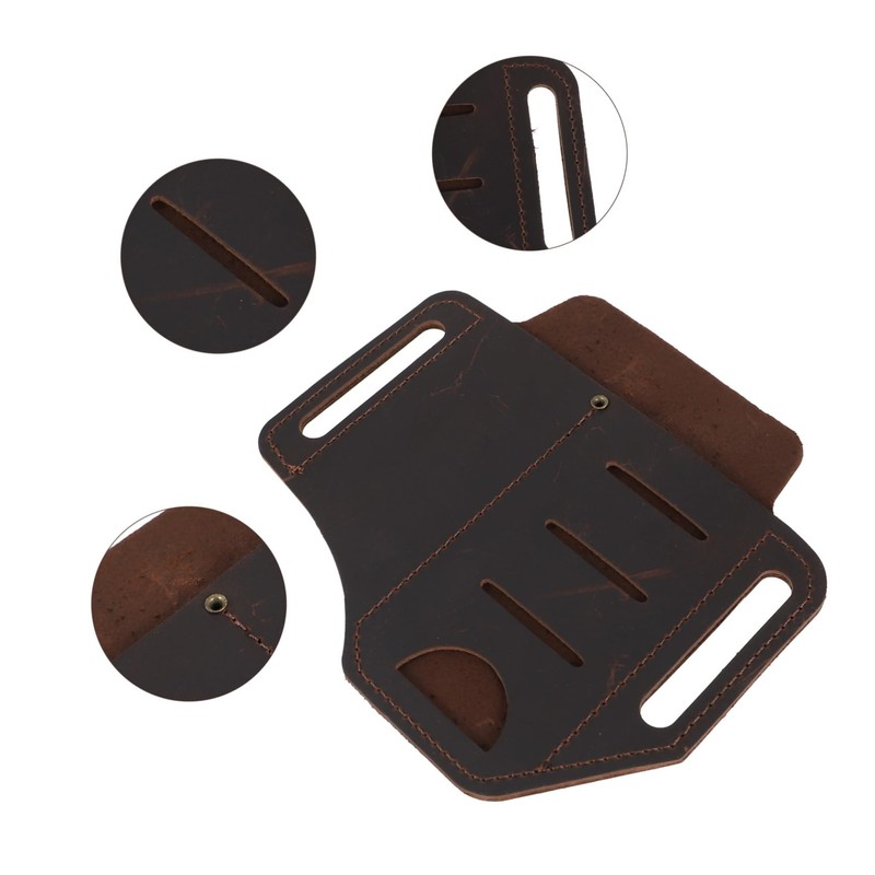 BESPORTBLE Elegant Brown Leather Belt Organizer Flashlight Pen Pocket for