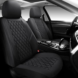 Premium Leather Car Seat Covers Full Set,Universal Fit for Cars,Trucks&SUVs,Waterproof Car Seat Cushion,Full Coverage Car Seat Protector with 5 Seats,Black