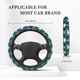Skull Steering Wheel Covers Octopus Tentacles Universal 15 Inch Car Wheel Cover,Anti-Slip Breathable Car Accessories Protector Fit for Trucks,Sedans,SUVs,Vans