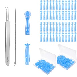 Sterile Needles for Pimples, 100PCS Disposable Acne Pimple Popper Needles with 2PCS Skin Kits for Blackhead and Blemish Remover (Pink and Blue)