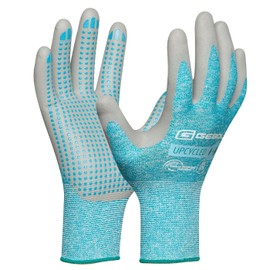 Gebol Upcycled Touch | Size S (Size 7) | Sustainable Work Gloves with Touch Function | Nitrile Coating with Non-Slip Nubs | for Women | Turquoise | 1 Pair
