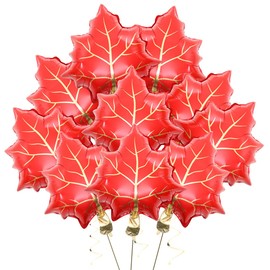 DECHOUS 10Pcs Maple Leaf Balloons Canada Aluminum Foil Balloons for Birthday Wedding Graduation Party Photo Props