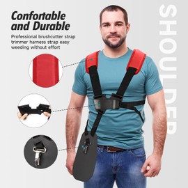 YOUSHARES Weed Eater Strap Trimmer Harness - Durable Nylon Belt Weed Wacker Strap Adjustable Shoulder Strap for Weed Trimmer Brush Cutter Leaf Blower (Red, 2Pcs