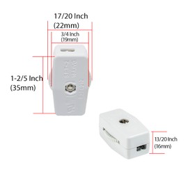 Inline Cord Switch, 6 Pack, 125V 3A Inline Switch, Thumbwheel Actuator Switches, Inline Lamp Cord Light Switch, Lamp Switch Replacement, Clear