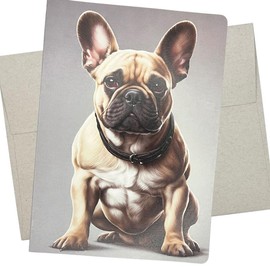 Whitman and Daughter French Bulldog Card, Frenchie Birthday Card (1 Premium Card, 5X7 Inches) dog card blank for all occasions like retirement, thinking of you or get well wishes - 670