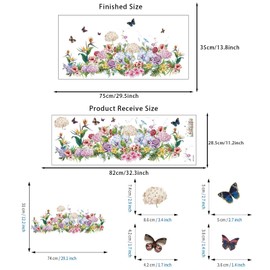 astylishome Flower Wall Stickers Living Room Butterfly Decals for Kids Rooms Girls Bedroom Walls Stickers Baby Nursery Kids Girls Bedroom Décor Kitchen Wallpapers 0312