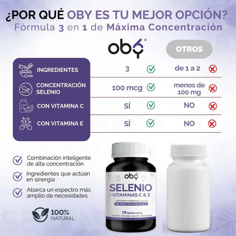 OBY Selenio enriquecido con Vitamina C y Vitamina E |