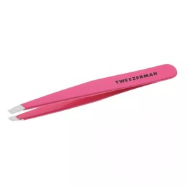 Tweezerman 트위저만 스테인리스 스틸 경사 핀셋 - 남녀용 눈썹 핀셋(네온 핑크) [Neon Pink] Tweezerman Stainless Steel Slant Tweezers - Unisex Eyebrow Tweezers (Neon Pink)