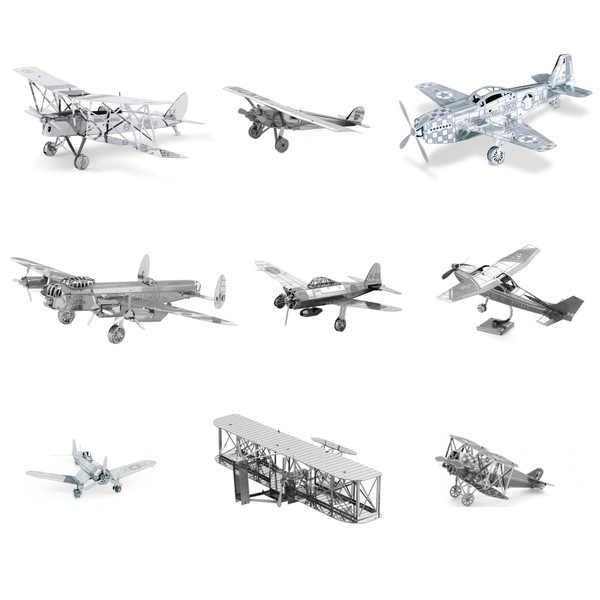 Metal Earth 3D Model Kits Set of 9 Planes