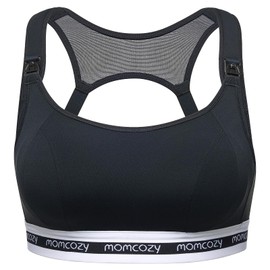 momcozy Breastfeeding Breasts FB011 Low Impact Sports Breastfeeding Support for Pregnancy and Breastfeeding Padded Wireless Breasts, black
