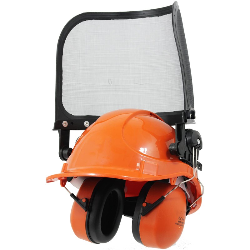 SPARES2GO Chainsaw Safety Helmet with Mesh Visor and Ear Muffs