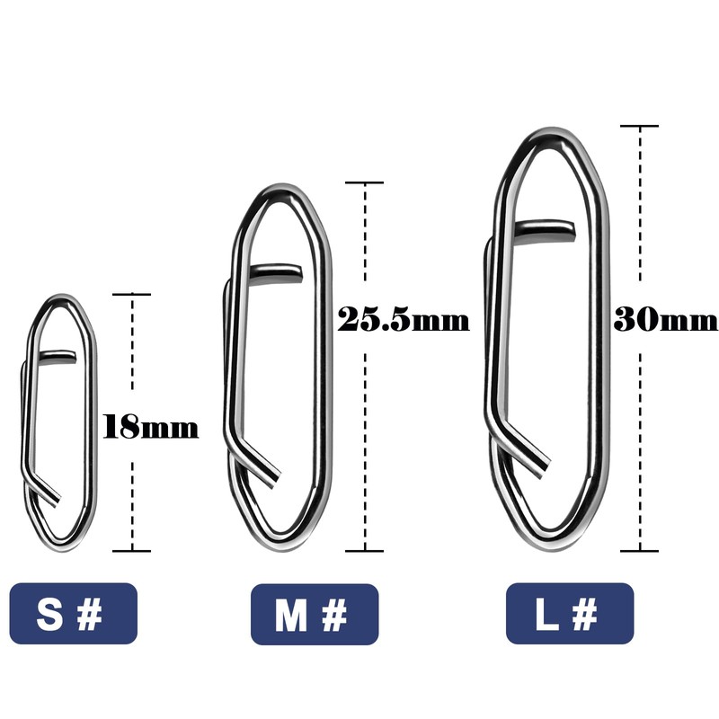 9KM DWLIFE Power Fishing Clips 50Pcs Stainless Steel Quick Change