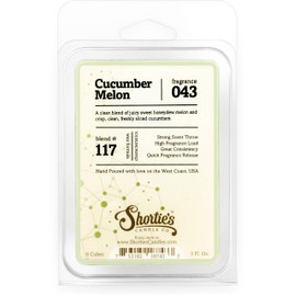 Shortie's Candle Company Cucumber Melon Wax Melts - Formula 117-1 Highly Scented 3 Oz. Bar - Made with Natural Oils - Fresh & Clean Air Freshener Cubes Collection