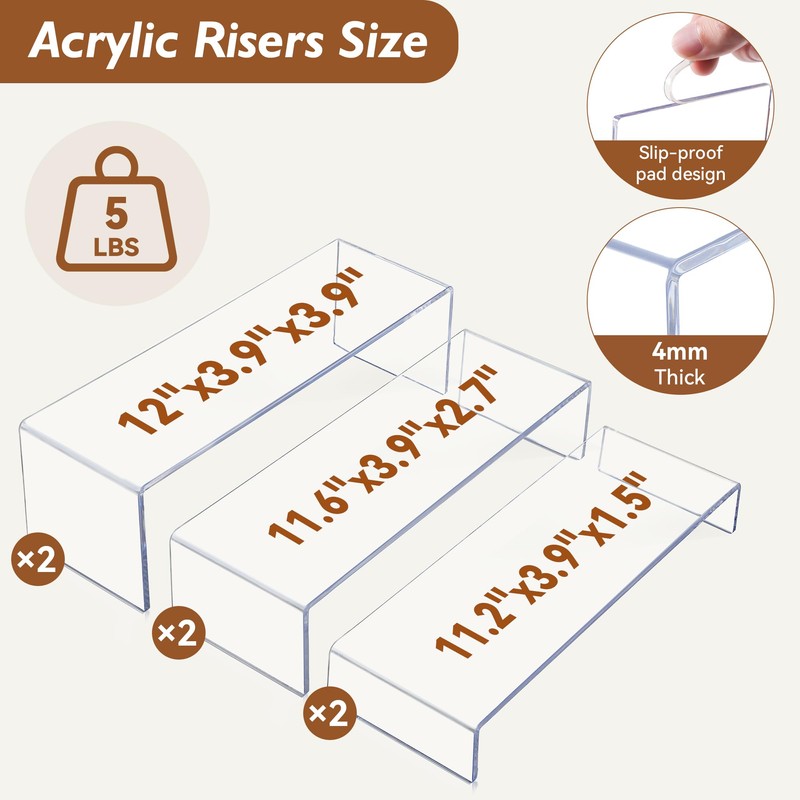 Aminigram Large Acrylic Display Risers, 2 Set - 6 Pack