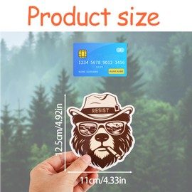 4pcs Smokey Bear Stickers, Funny Resist Bear Bumper Stickers for Car Truck Motorbike Helmet Water Bottle Laptop Nature Lovers Gift Fit Women Men