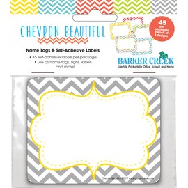 BARKER CREEK Name Badges & Self-Adhesive Labels, Beautiful Chevron, Multi-Design, Multi-Purpose Name Tags, Gift Tags, and More! 3.5" x 2.75", 45 in Pkg, Home, School and Office Supplies (1523)