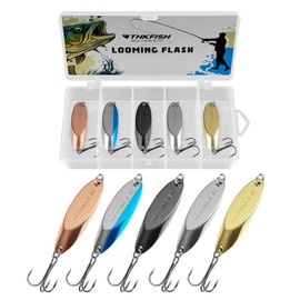 THKFISH P01-YUER 5 Pieces Metal Fishing Bait, Fishing Lure Set, Sea Trout Blinker, Spoons Trout, Pirk, Fishing Bait for Spin Fishing and Jigging
