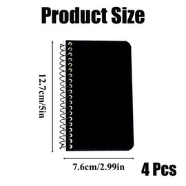 4 Pack Pocket Notebooks Small Spiral Notebook Mini A7 Notepads 3 x 5 Inch Black Small Notebooks for School Office Supplies (120 Lined Pages/60 Sheets)