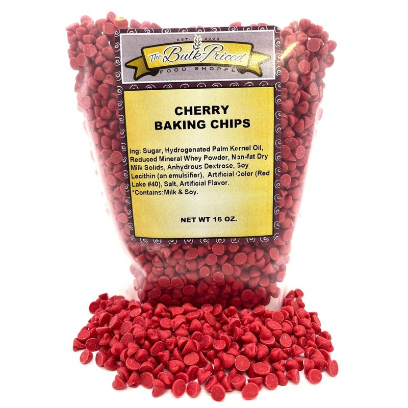 Cherry Baking Chips, Bulk Size, (1 lb. Resealable Zip Lock