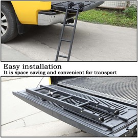 LLKUANG Car Rear Ladder Tail Door Ladder Climbing Compatible with Toyot@ Tundra 2007-2021,Aluminum Tailgate Ladders Kit,Foldable Tailgate Ladder Accessories Black