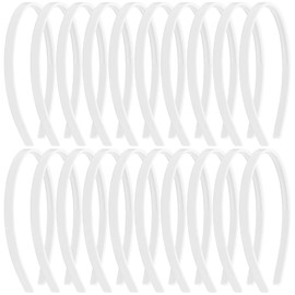 Dizila 20 Pieces 1cm/0.4" White Plain Blank DIY Craft Thin Plastic Headbands with Small Teeth Hair Bands Hoops Accessoies for Women Men Girls Teens Kids
