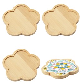 WOKICOR 4 Pieces Bamboo Mosaic Coasters Empty Base Trays Craft Mosaic Accessories Drinking Cup Coasters Plant Coasters Art Plates