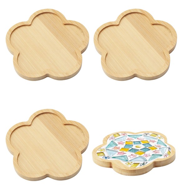 WOKICOR 4 Pieces Bamboo Mosaic Coasters Empty Base Trays Craft