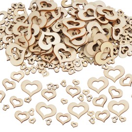 DLUSZERT Pack of 700 Small Wooden Hearts, Wooden Heart for Crafts, Mini Wooden Hearts Scatter Decoration, Heart Wooden Discs for Wedding DIY Craft Embellishments Table Decoration - 1 cm 2 cm 3 cm