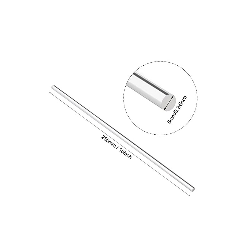 sourcing map Acrylic Round Rod,Clear,1/4 inch Diameter 10inch(247mm) Length,Solid Plastic