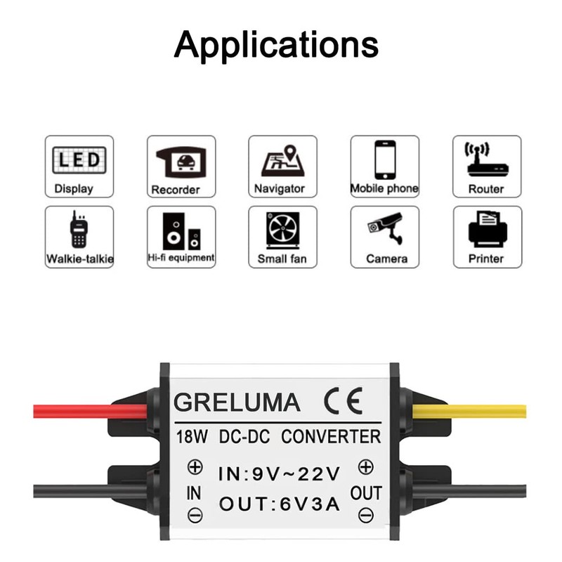 Greluma DC 12 V to 6 V Step-Down Converter Regulator