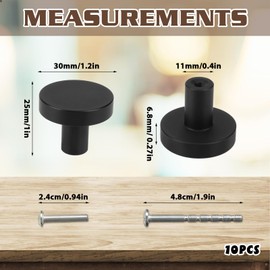 DIVINA VITAE 10 Pcs Black Drawer Knobs Round Cabinet Door Knobs Matte Black Single Hole Drawer Knob for Cabinets and Drawers Round