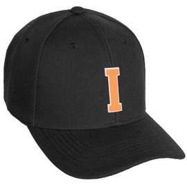 Daxton Classic Baseball Hat Custom A to Z Initial Team White Neon Orange Letter, Black Cap, Letter I