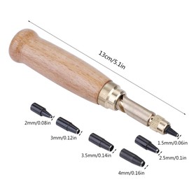 Belt Hole Punch, Leather Hole Punch Pliers Kit Wooden Handle 1.5 mm - 4 mm, Leather Tools