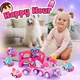 EUTOYZ Toys for 1 2 Year Old Girls, Unicorn Gifts for Girls Toddler Car Girl Toys Age 1-3 Gifts for 1-3 Year Old Girls Unicorn Toys 1-3 Year Old Girls 28.3 in Extra Long Track Slide 7-in-1 Toy Cars