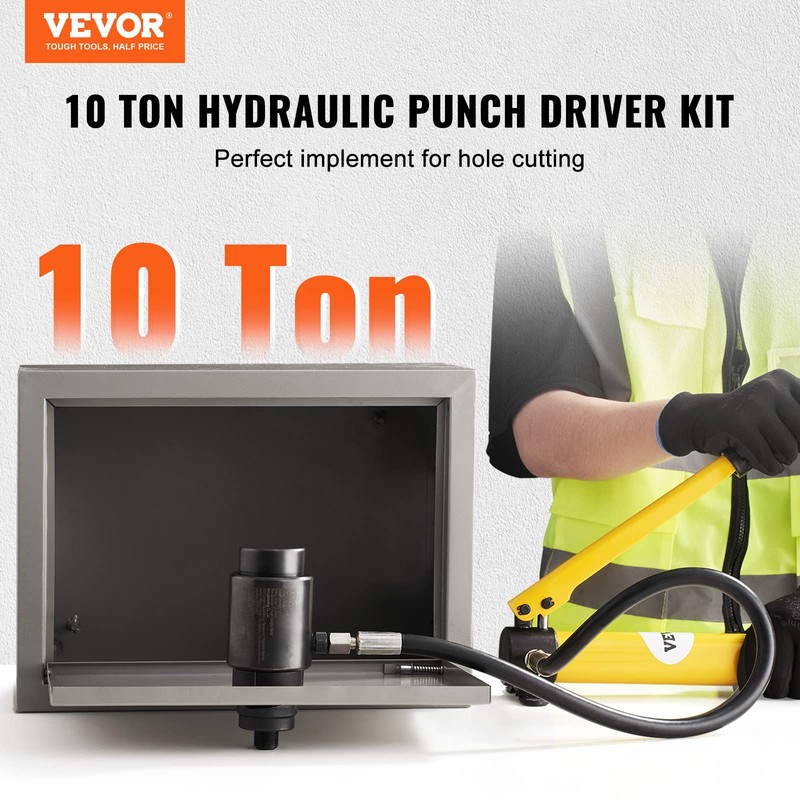 VEVOR Hydraulic Knockout Punch Kit, 10 Ton 1/2" to 2"