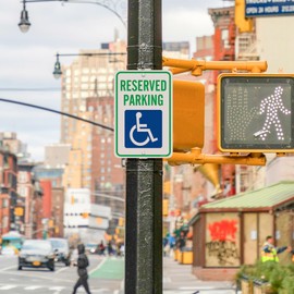 Anley Handicap Parking Sign 18 X 12 In - 40 Mil Thick Rust-Free Weatherproof Aluminum - Easy Mounting - Reserved Parking Sign with ADA Accessibility Symbol Handicapped Accessible Sign Outdoor Use