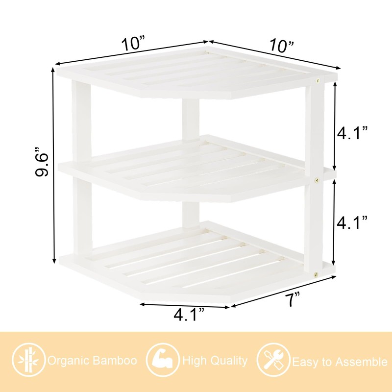 VERTORGAN 3 Tier Bamboo Corner Shelf(2 Pack),Dish Drying Rack,Plate Organizer,Kitchen