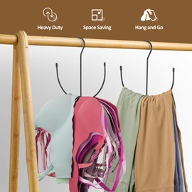 ZEDODIER 2 Pack Legging Hangers for Closet Organizer, Space Saving Sport Bra Hanger, 20 Storage Capacity Closet Organizers and Storage for Bras Tank Tops Belts Hats, Black