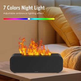 AMIR Colorful Flame Fire Diffuser Humidifier, 250 ml Ultrasonic Aroma Diffusers with 7 Colors Changing Oil Diffuser, Ultra-Quiet Aroma Essential Oils Aromatherapy Diffusers for Home, Bedroom, Office