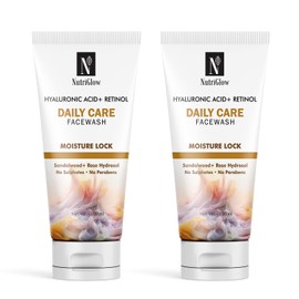 NutriGlow Hyaluronic Acid & Retinol Daily Care Face Wash, Wrinkle Free Skin with Sandalwood, Sulfate Free (100ml) Pack of 2