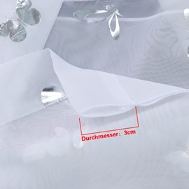 CORLIF Net Curtain with Drawstring, Kitchen Bistro Curtains, Panneaux Voile Short Curtain, Transparent Curtains with Butterfly Print, White, W x H 40 x 90 cm, 1 Piece