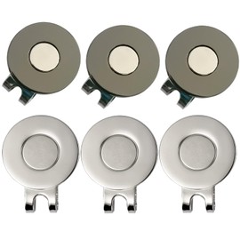 ADHERE Golf Hat Clip Golf Ball Marker Holder Magnetic Golf Cap Clips without Ball Marker (Shiny Nickel 3pcs + Black Nickel 3pcs)