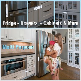 Set of 4 Enhanced Locks for Kids Child Proofing Baby Safety Locks Works with Cabinets Drawers, Fridge, Oven, and Cupboard, with Double Side Locks for Smart Kids