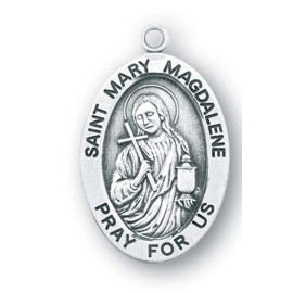 Everlasting Light Jewelry 925 Sterling Silver Saint St. Mary Magdalene Pendant Medal Necklace with Chain