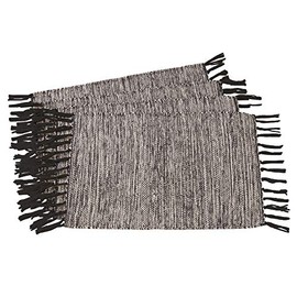 212 Main SARO Rustic Woven Cotton Placemats Black - Set of 4