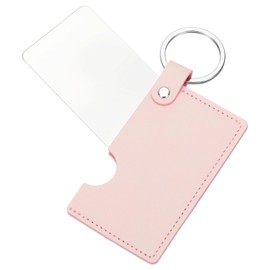 uxcell Small Rectangle Pocket Mirror for Purse, 2 x 3.35 Inch Stainless Steel Compact Makeup Mirror with Leather Case, Travel Mirror Handheld Mirror for Women, Girls, Purse, Gift(Pink)