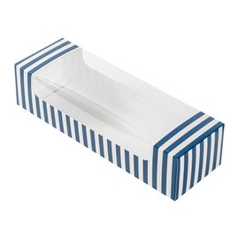 Restaurantware Pastry Tek 9.8 x 3.2 x 2.4 Inch Pastry Boxes 100 Disposable Donut Boxes - With Clear Window Easy Assembly Striped Paper Cookie Packaging Boxes For Muffins Or Mini Cakes